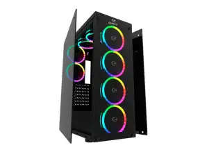 Case Gambyte Ghostx S/fuente (gi-ghostx-ai) Paneles De Vidrio, 6 Ventiladores, Led Argb, Negro