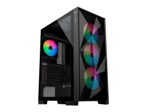 Case Antryx Rx-250 Gaming S/fuente (ac-rx250kfr) Panel De Vidrio, 4 Ventiladores, Led Frgb, Negro