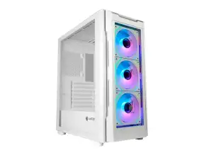 Case Antryx Rx-560 White S/fuente (ac-rx560w) Panel De Vidrio, 3 Ventiladores, Led Argb, Blanco