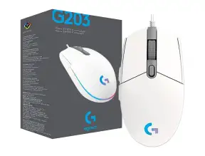 Mouse Logitech G203 Lightsync Gaming (910-005791) Hasta 8000 Dpi, 6 Botones Programables, Rgb, Blanco