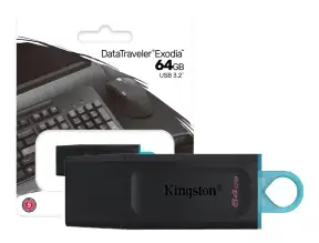 Memoria Usb Kingston 64gb Datatraveler Exodia (dtx/64gb) Usb 3.2, Dispositivo De Almacenamiento, Negro