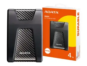 Disco Duro Externo Adata 4tb Hd650 Anti Golpe (ahd650-4tu31-cbk) Unidad De Almacenamiento Portable, Usb 3.1, Negro