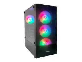 Case Halion Polaris Cr13 Fuente 500w (500w Polaris Cr13) Panel De Vidrio, 3 Ventiladores, Led Argb, Negro