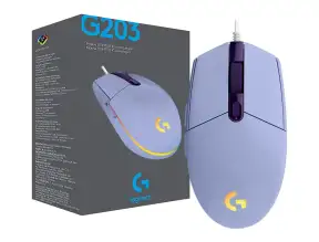 Mouse Logitech G203 Lightsync Gaming (910-005851) Hasta 8000 Dpi, 6 Botones Programables, Rgb, Lila