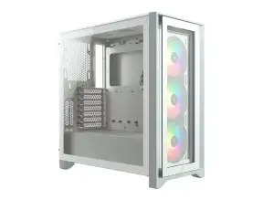 Case Corsair Icue 4000x Rgb S/fuente (cc-9011205-ww) Panel De Vidrio, 3 Ventiladores, Led Rgb, Blanco