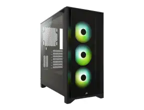 Case Corsair Icue 4000x Rgb S/fuente (cc-9011204-ww) Panel De Vidrio, 3 Ventiladores, Led Rgb, Negro