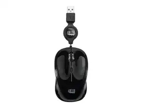 Mouse Mini Adesso Imouse S8b (imouse S8b) Hasta 1200 Dpi, 3 Botones, Retractil, Negro