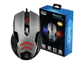 Mouse Adesso Imouse X1 Gaming  (imouse X1) Hasta 3200 Dpi, 6 Botones, Rgb, Negro Con Plata