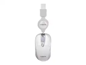 Mouse Cybertel Sputnik Cyb M204w (cyb M204w) Hasta 1000 Dpi, 3 Botones, Retractil, Blanco