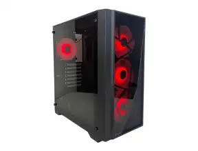 Case Halion Aries 09 Fuente 600w (c-ha-aries-a09) Paneles De Vifrio, 4 Ventiladores, Led Rgb, Negro