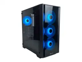 Case Halion Aries 10 Fuente 600w (c-ha-aries-a10) Paneles De Vidrio, 4 Ventiladores, Led Rgb, Negro