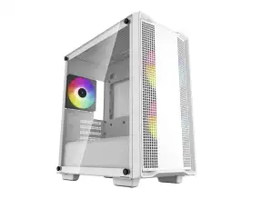 Case Deepcool Mid Tower Cc360 Argb S/fuente (r-cc360-whapm3-g-1) Panel De Vidrio, Led Argb, Blanco