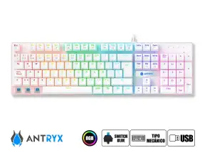 Combo 2 En Uno Antryx Chrome Storm Gc-3100 (agc-3100wbl-sp) Teclado Switch Blue, Led Rgb, Mouse 8 Botones, 7200 Dpi