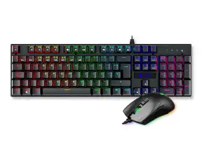 Combo 2 En Uno Antryx Gc-3100 Black (agc-3100kbl-sp) Teclado Switch Blue, Led Rgb, Mouse 8 Botones, 7200 Dpi, Negro