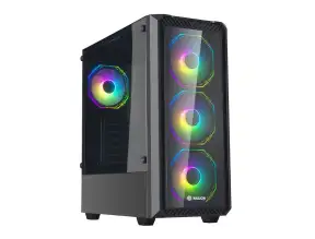 Case Halion Infinity 416 600w (infinity-416) Panel De Vidrio, 4 Ventiladores, Argb