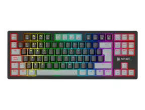 Teclado Gamer Inalambrico Antryx Tkl Mk-845 Trix (amk-845txkbl-sp) Mecanico, Switch Blue, Led Rgb, Negro Y Gris