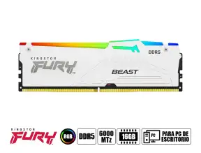 Memoria Ram Kingston Fury Ddr5 16gb Beast (kf560c36bwe2a-16) 6000 Mt/s, Cl36, Blanco, Rgb