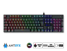 Combo 2 En Uno Antryx Gc-3100 Black (agc-3100kre-sp) Teclado Switch Red, Led Rgb, Mouse 8 Botones, 7200 Dpi, Negro