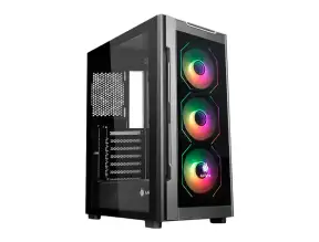 Case Antryx Rx-560 Black S/fuente (ac-rx560k) Panel De Vidrio, 3 Ventiladores, Led Argb, Negro