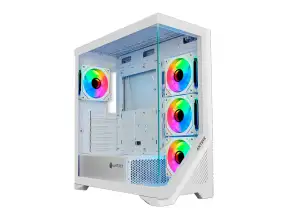 Case Antryx Fx650 Blanco Gaming S/fuente (ac-fx650w) Paneles De Vidrio, 4 Ventiladores, Led Argb, Usb Arriba