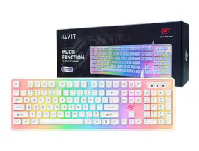 Teclado Gamer Havit Kb876l-sp (havitkb876l-sp)  Led Rgb, Blanco