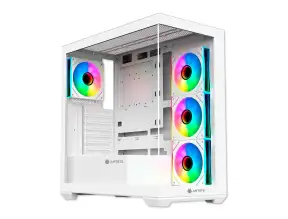 Case Antryx Fx-750 White Gaming S/fuente (ac-fx750w) Paneles De Vidrio, 4 Ventiladores, Led Argb, Blanco