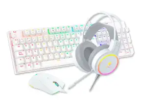 Combo 3 En Uno Antryx Gc-3100 X3 White (agc-3100x3wred-sp) Teclado Mecanico, Switch Red, Mouse 8 Botones, 7200 Dpi, Auricular Rgb