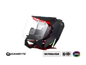 Case Gambyte Ultralisk S/fuente (gi-ultraliskred-ac) Panel De Vidrio, 6 Ventiladores, Led Argb, Rojo