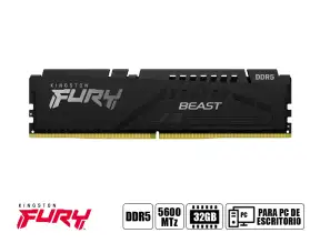 Memoria Ram Kingston Fury Ddr5 32gb Beast (kf556c40bb-32) 5600 Mt/s, Negro