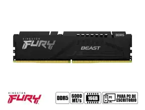 Memoria Ram Kingston Fury Ddr5 16gb Beast (kf560c36bbe2-16) 6000 Mt/s, Cl36, Negro