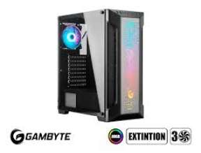 Case Gambyte Extintion Fuente 650w (extintion-600w) Panel De Vidrio, 3 Ventiladores, Led Argb, Negro