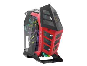 Case Gambyte Goliat S/fuente (gi-goliat-ai) Paneles De Vidrio, 7 Ventiladores, Led Argb, Negro Con Rojo