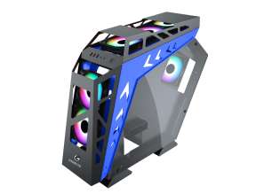 Case Gambyte Metal Warrior Blue S/fuente (gi-mwarriorblue-ac) Paneles De Vidrio, 7 Ventiladores, Led Argb, Azul