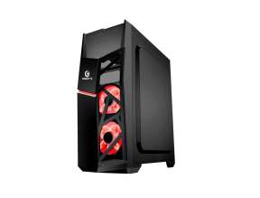 Case Gambyte Vader S/fuente (gtt1205a-ledred) Panel De AcrÍlico, 2 Ventiladores, Led Rojo, Negro