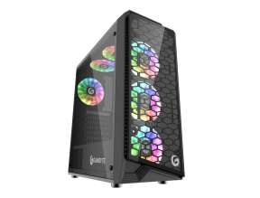 Case Gambyte Furius S/fuente (firius) Panel De Vidrio, 4 Ventiladores, Led Argb, Negro