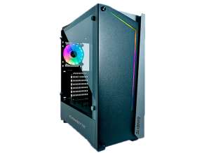 Case Gambyte Xcaret S/fuente (gta90420a) Panel De Vidrio, 1 Ventilador, Led Rgb, Negro Con Plata 