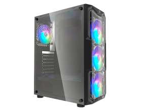 Case Gambyte Zektor Fuente 650w (650w-zektor) Panel De Vidrio, 4 Ventiladores, Led Argb, Negro