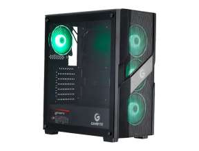 Case Gambyte Razor Fuente 600w (cl7405) Panel De Vidrio, 4 Ventiladores, Led Argb, Negro