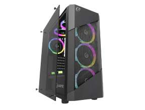 Case Gambyte Zybot S/fuente (zybot) Panel De Vidrio, 4 Ventiladores, Led Argb, Negro