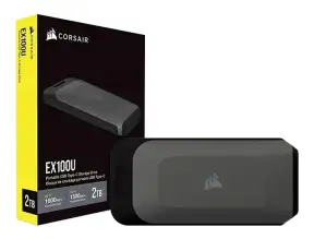 Disco Duro Externo Corsair 2tb Ssd Ex100u (cssd-ex100u2tb) Unidad De Almacenamiento Portable, Usb 3.2, Tipo C, Plata