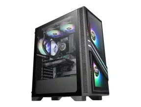 Case Thermaltake Versa T35 Tg Fuente 600w (ca-3r7-60m1wu-00) Paneles De Vidrio, 1 Ventilador, Led Rgb, Negro 