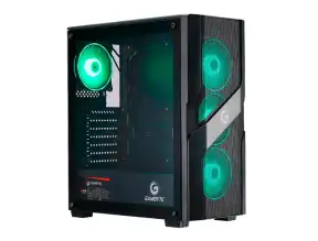 Case Gambyte Razor Fuente 600w (cl7405) Panel De Vidrio, 4 Ventiladores, Led Argb, Negro