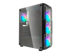 Case Gambyte Zektor Fuente 650w (650w-zektor) Panel De Vidrio, 4 Ventiladores, Led Argb, Negro