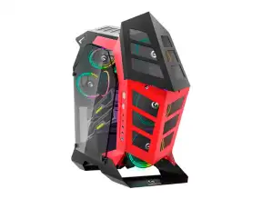 Case Gambyte Goliat S/fuente (gi-goliat-ai) Paneles De Vidrio, 7 Ventiladores, Led Argb, Negro Con Rojo