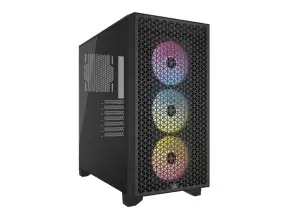 Case Corsair 3000d Airflow S/fuente (cc-9011255-ww) Panel De Vidrio, 3 Ventiladores, Led Rgb, Negro