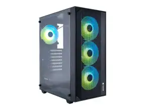 Case Halion Tornado 04 Fuente 600w (c-ha-tornado-04-n) Panel De Vidrio, 4 Ventiladores, Led Argb, Negro