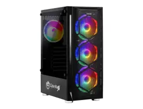 Case Cybertel Striker Cbx5013 S/fuente (cbx5013) Panel De Vidrio, 4 Ventiladores, Led Rainbom, Negro