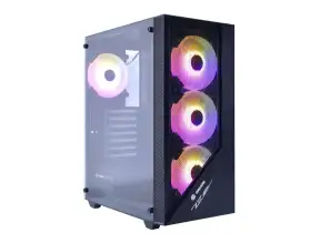 Case Halion Tornado 03 Fuente 600w (c-ha-tornado-03-n) Panel De Vidrio, 4 Ventiladores, Led Argb, Negro