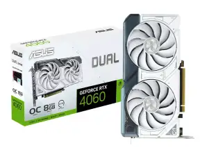 Tarjeta De Video Asus Rtx 4060 Dual Oc 8gb Gddr6 (90yv0jc2-m0aa00) Geforce Nvidia 128 Bits, White, 2 Ventiladores