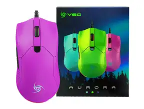 Mouse Vsg Aurora Purpura Gaming (vg-m430-pau) Hasta 7200 Dpi, 6 Botones, Rgb, Purpura